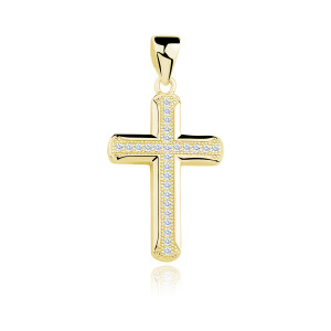 Cruciulita argint placata cu aur galben cu pietre DiAmanti Z0802CG_W-DIA (Argint 925‰ 1,5 g.)
